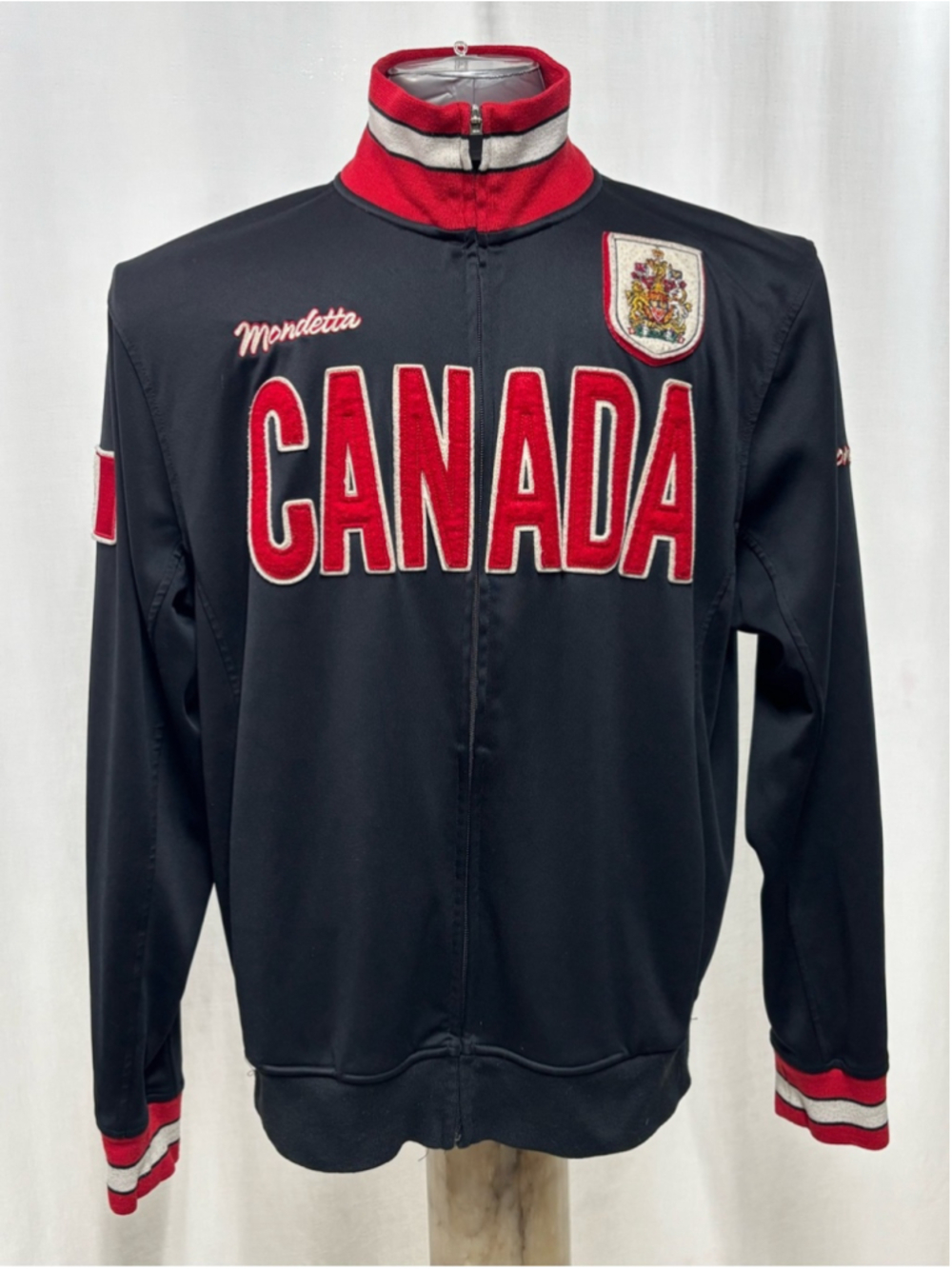 Vintage Mondetta Canada Men's Full-Zip Track Varsity Jacket Black Red Sz XXL 409